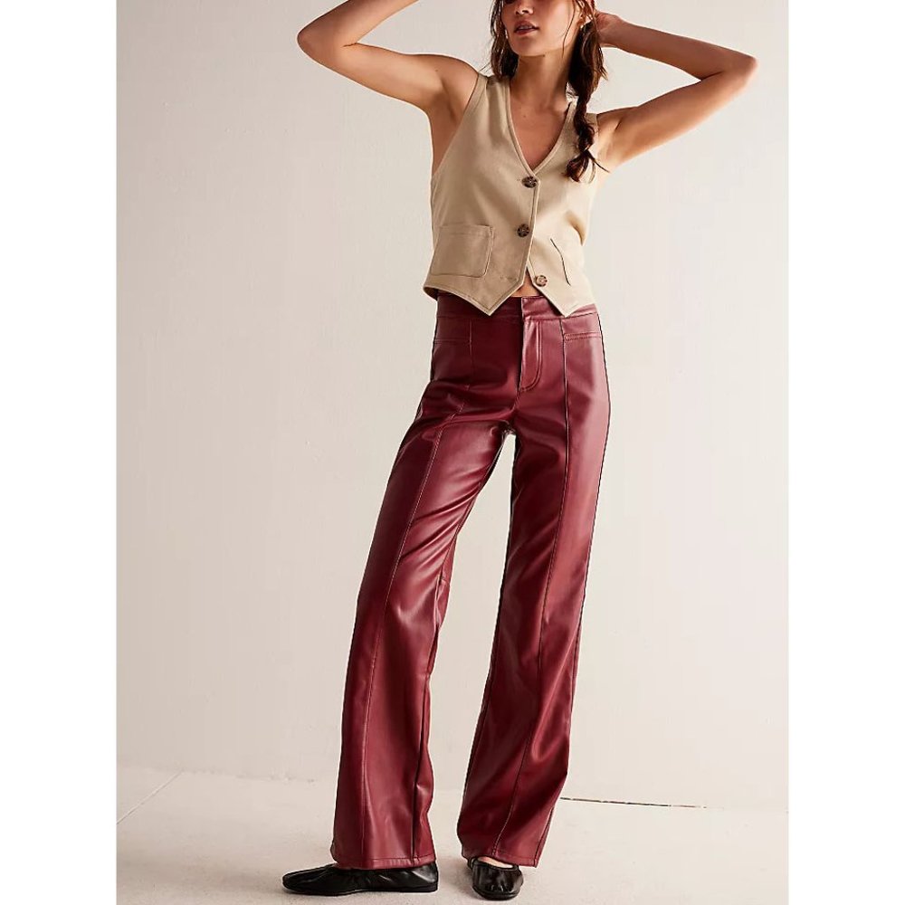 FREE PEOPLE Uptown High Rise Vegan Pants / Mulberries